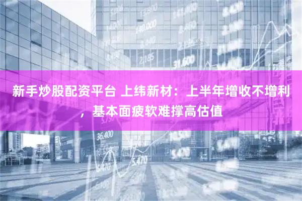 新手炒股配资平台 上纬新材：上半年增收不增利，基本面疲软难撑高估值